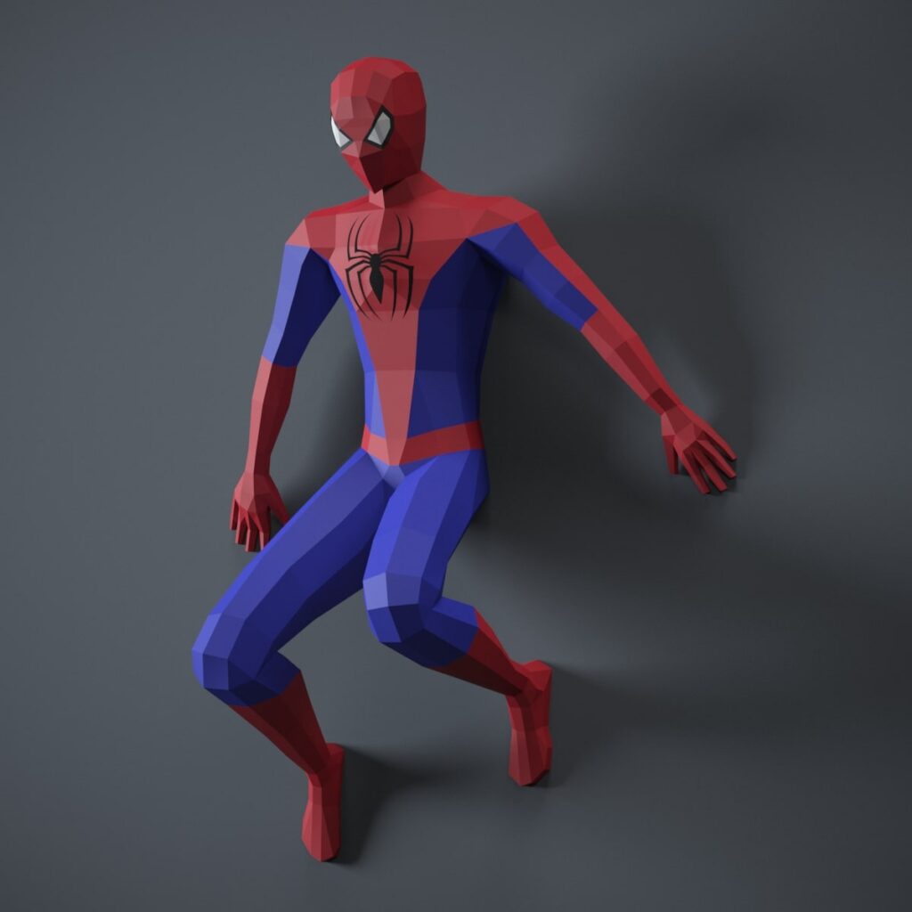 Papercraft of wall Spiderman in 3D origami