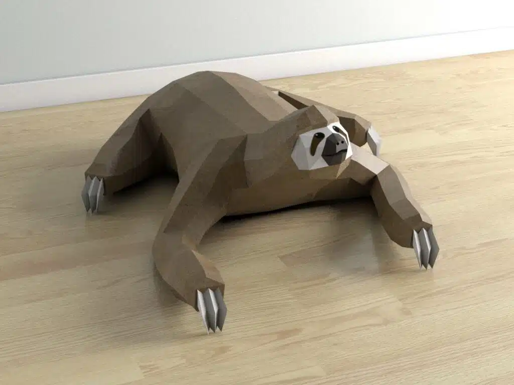 Lying sloth origami papercraft