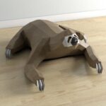 Papercraft de perezoso acostado en origami