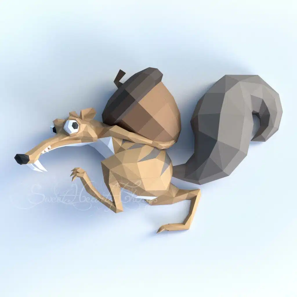 3D Papercraft Ice Age Scrat Wall Sculpture