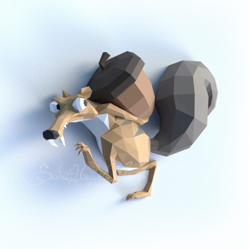 3D-Papercraft Scrat als Wanddekoration aus Ice Age