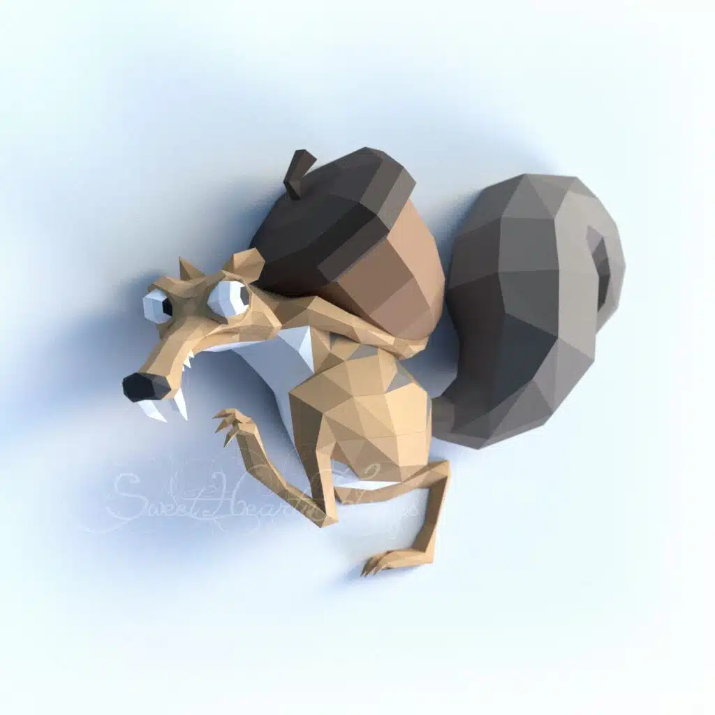 3D Papercraft Ice Age Scrat Wall Sculpture, 3D model