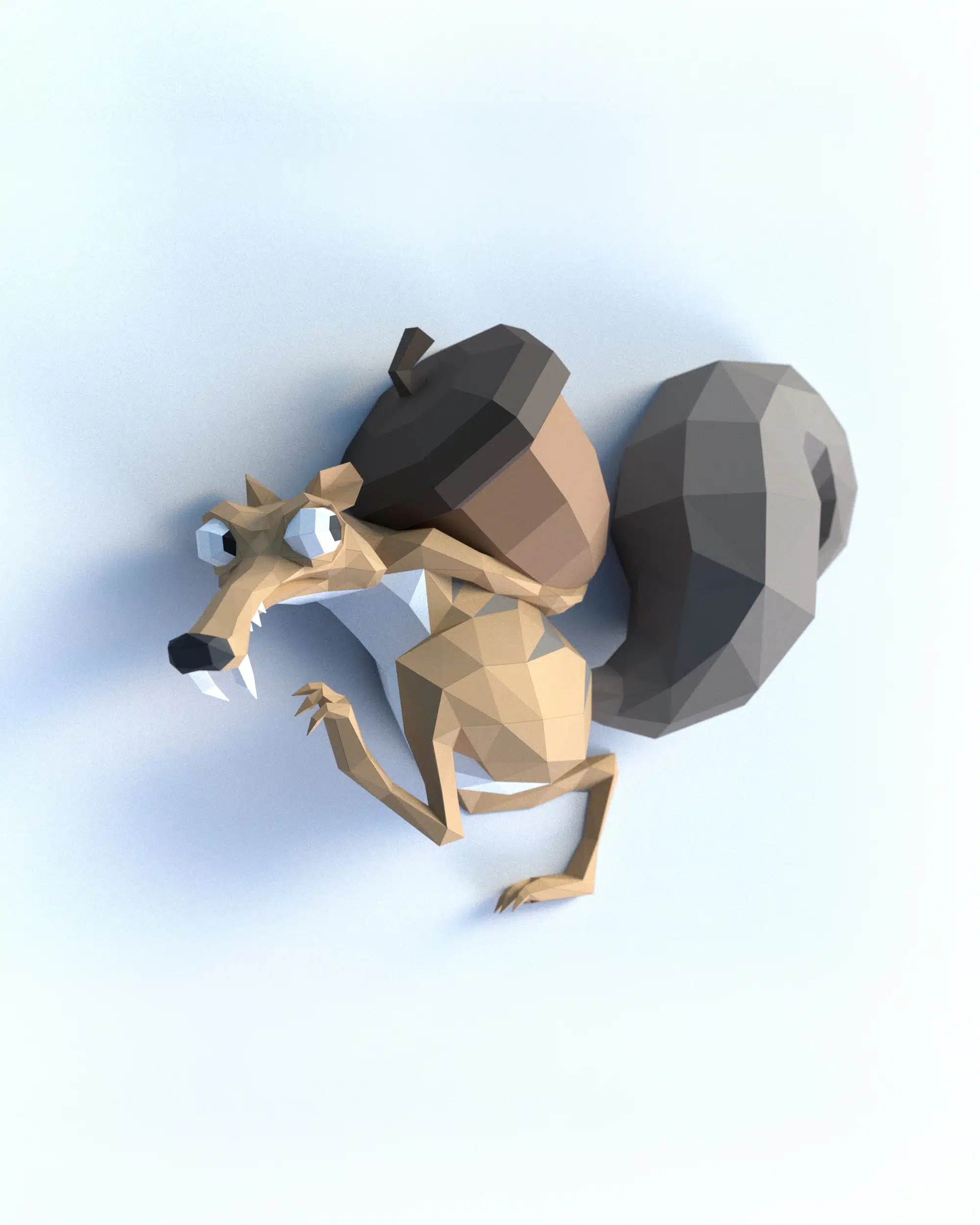 3D Papercraft Ice Age Scrat Wall Sculpture, back view