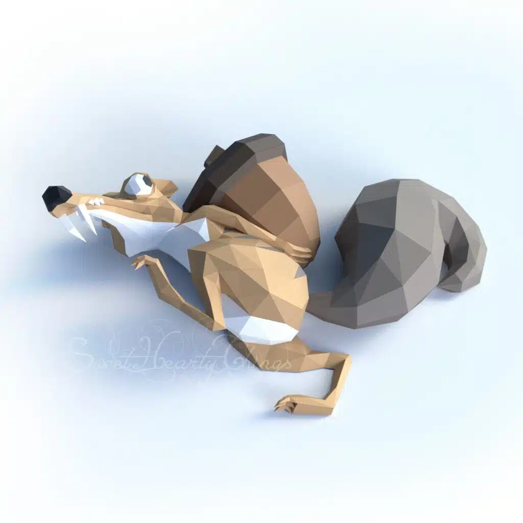 3D Papercraft Ice Age Scrat Wall Sculpture, detail