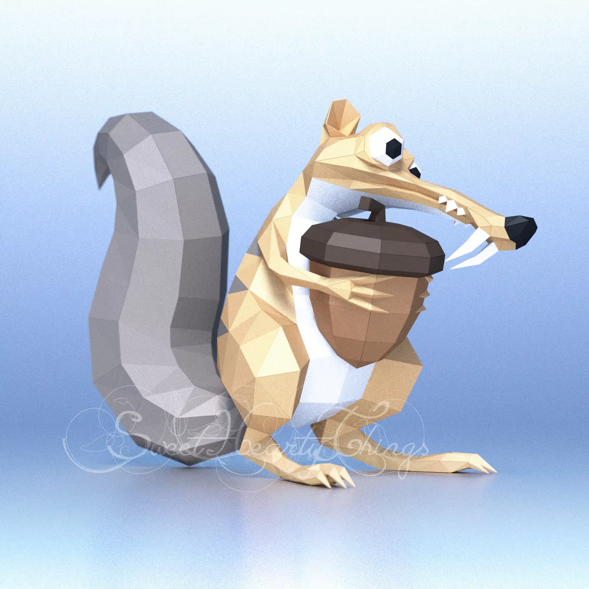 Scrat 3D Papercraft from Ice Age, side view