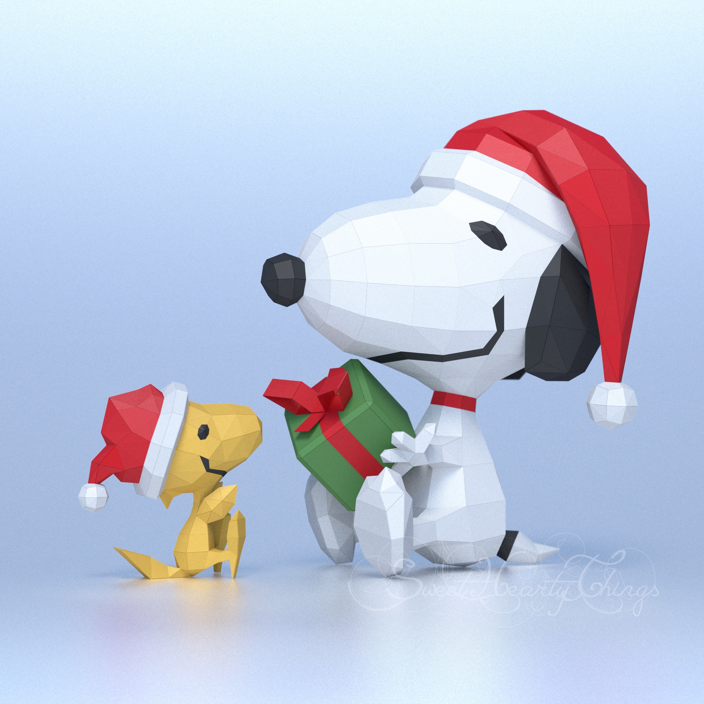 Papercraft Snoopy Christmas in origami Papercraft Snoopy Christmas in origami