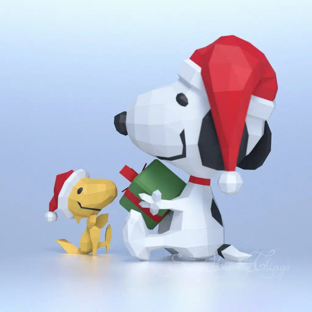 Papercraft Snoopy di Natale in origami