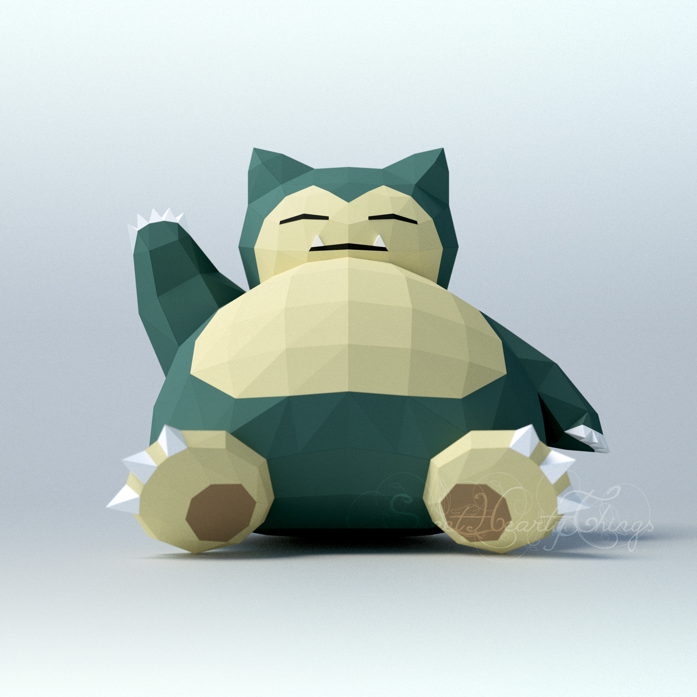 Papercraft of Snorlax Pokémon in 3D origami