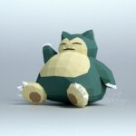 Papercraft of Snorlax Pokémon in 3D origami