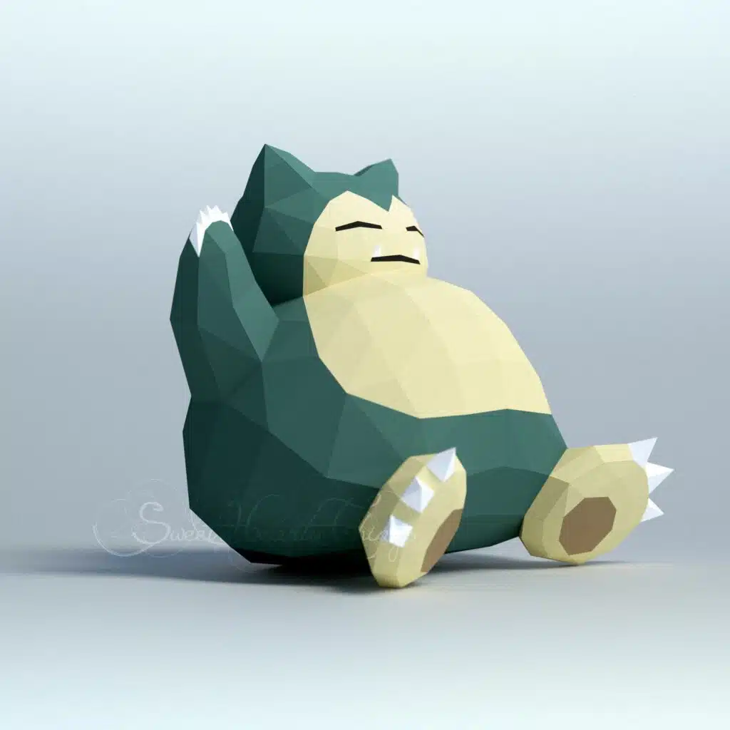 Papercraft de Snorlax Pokémon em origami 3D