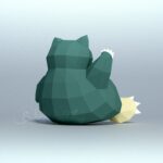 Papercraft of Snorlax Pokémon in 3D origami