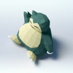 Papercraft of Snorlax Pokémon in 3D origami