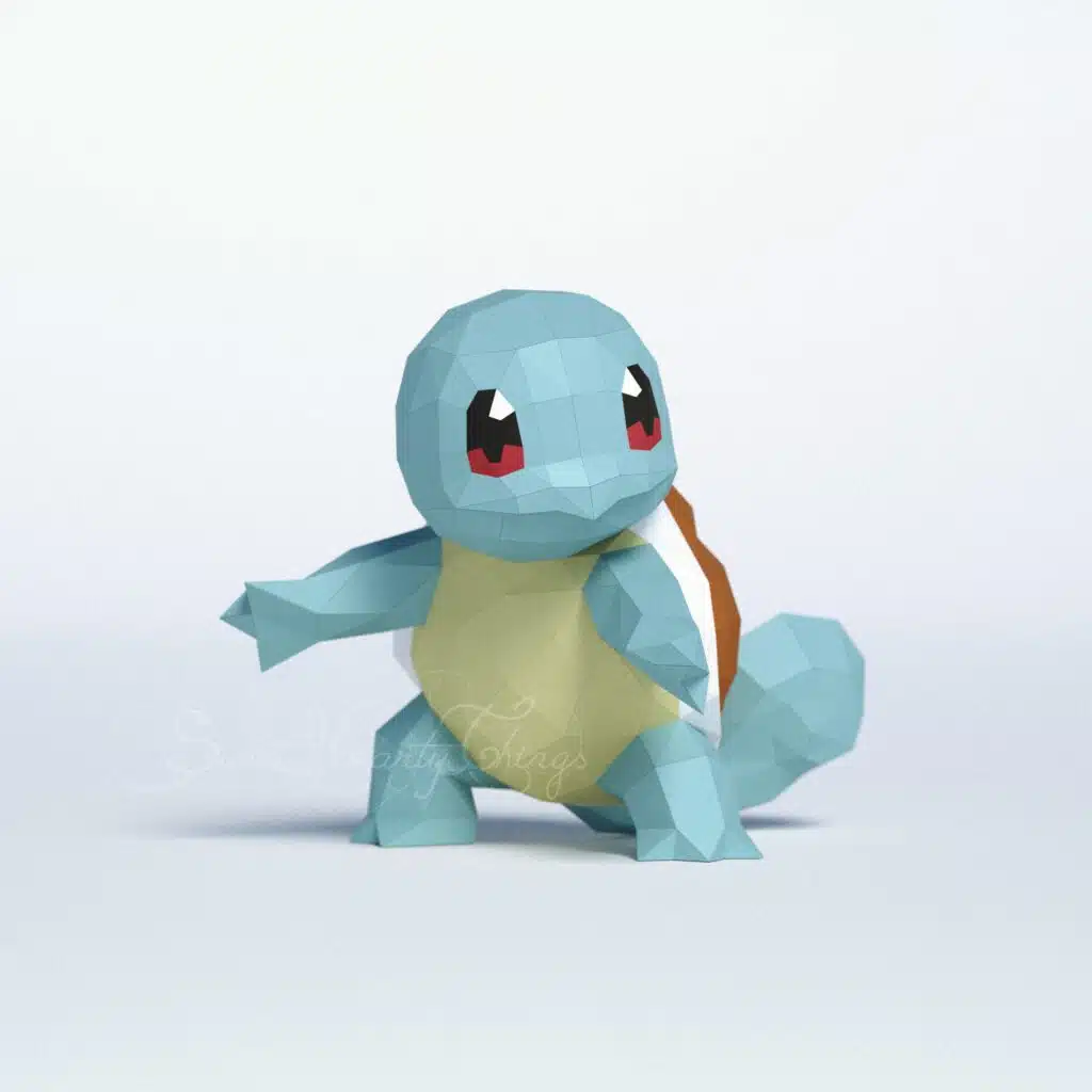 Squirtle origami papercraft model, 3D model