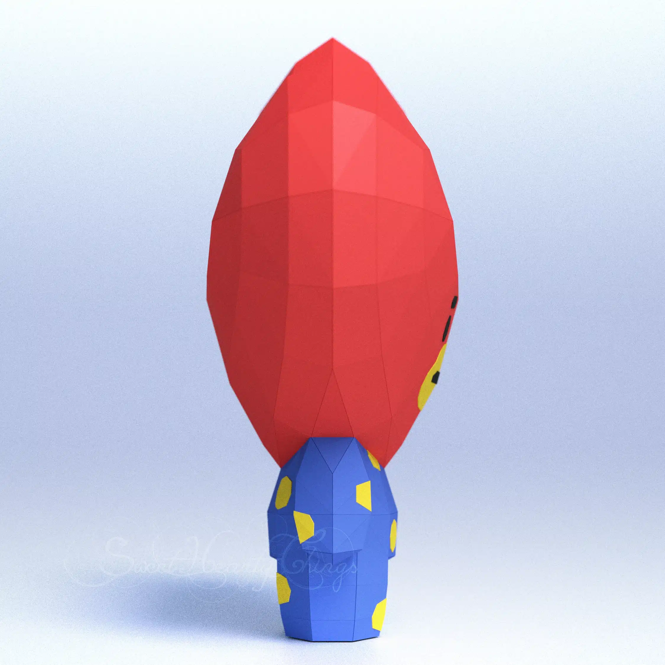 Papercraft de Tata em origami, vista traseira