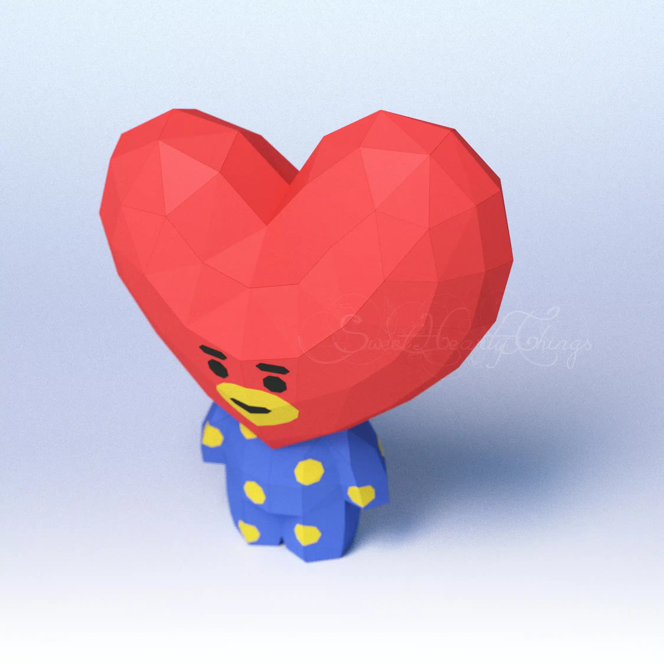 Papercraft de Tata em origami, vista lateral