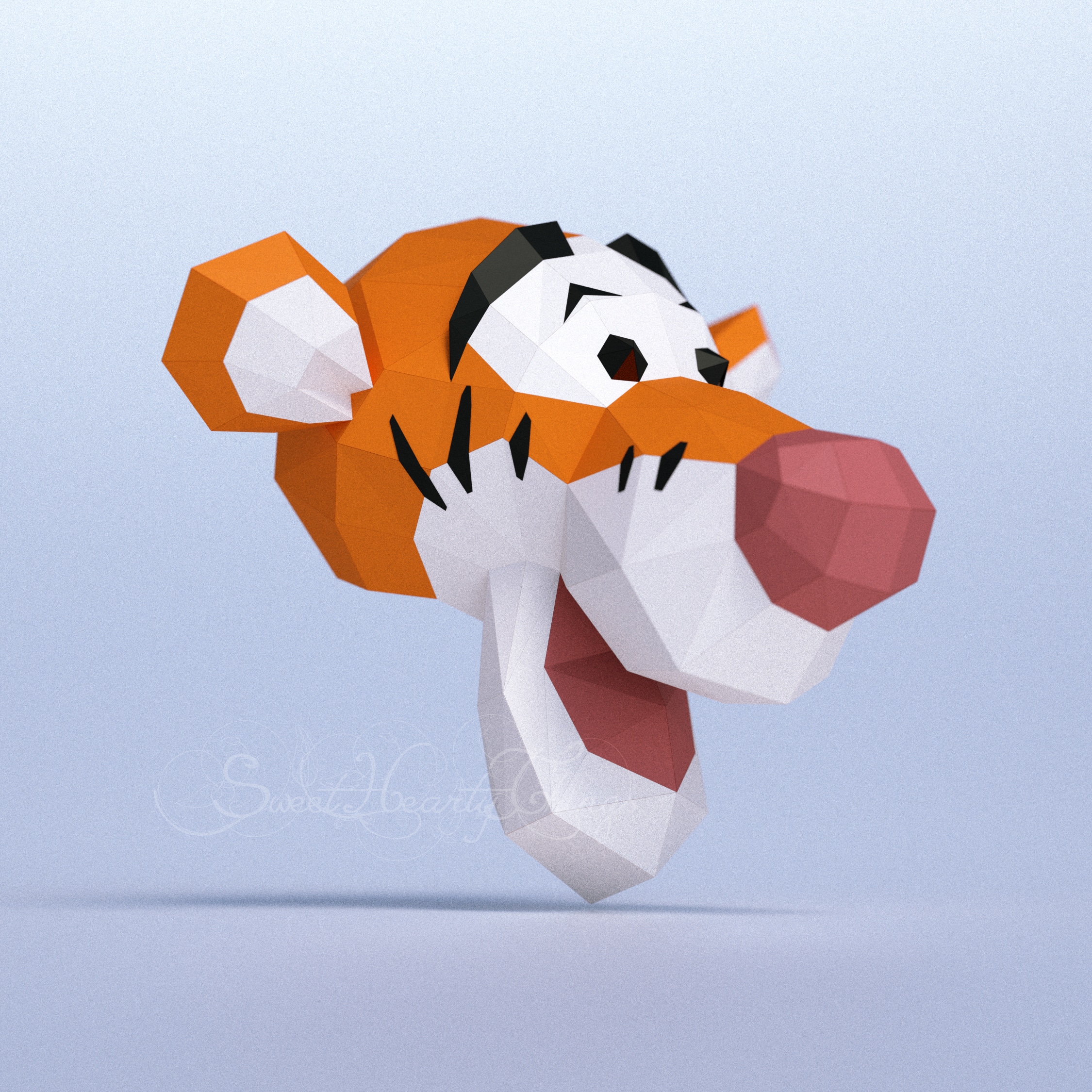 Papercraft Tigger head in origami Papercraft Tigger head in origami