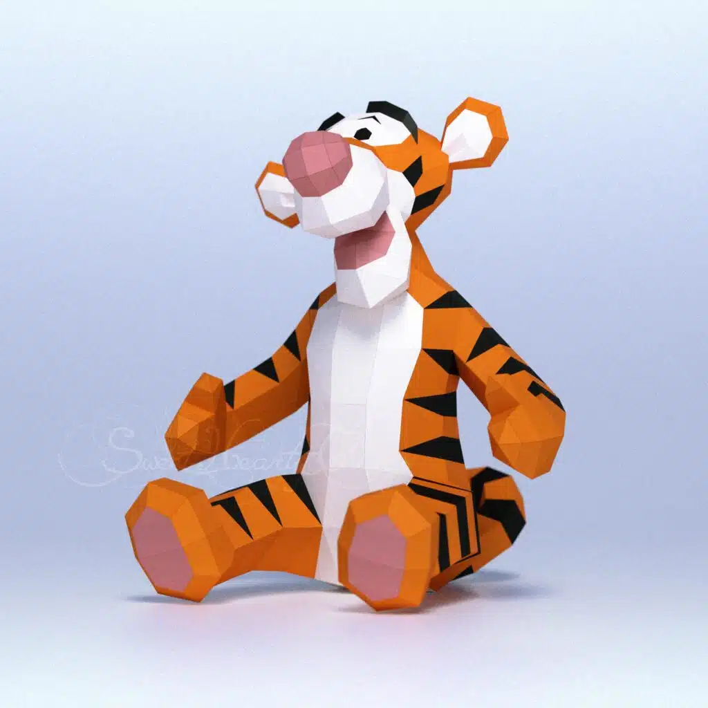 Tigger 3D Origami Papercraft, 3D model