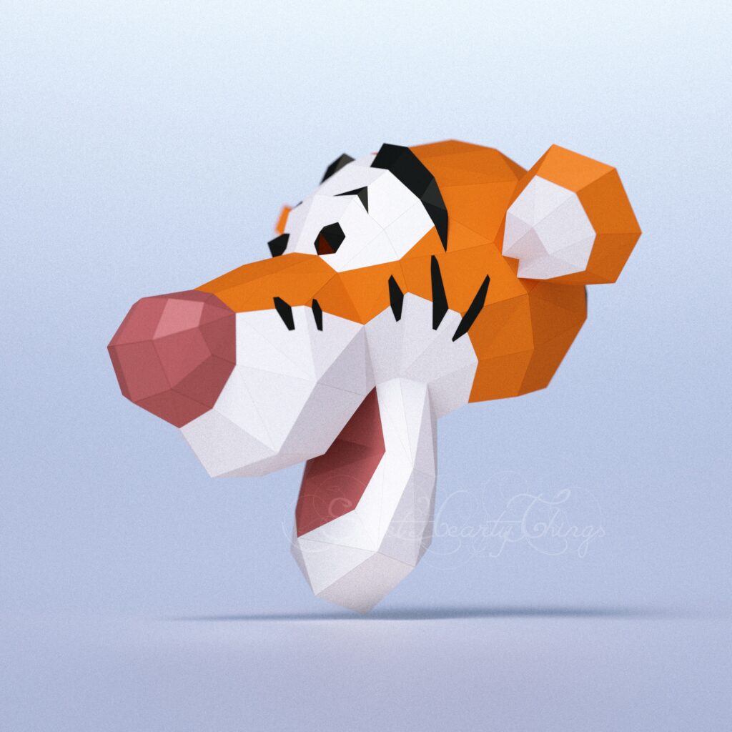 Papercraft Tigger Head in Origami