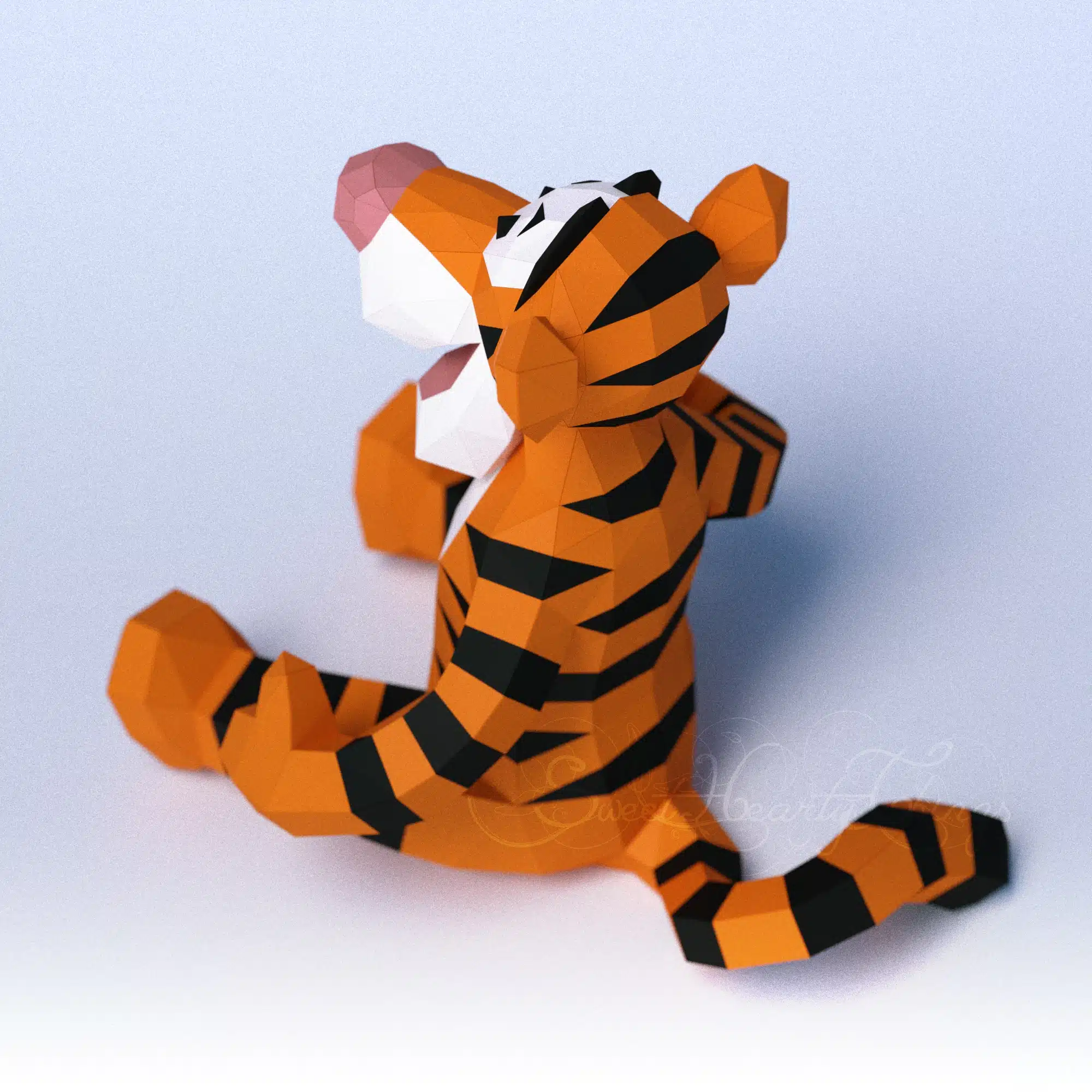 Tigger 3D Origami Papercraft, side view