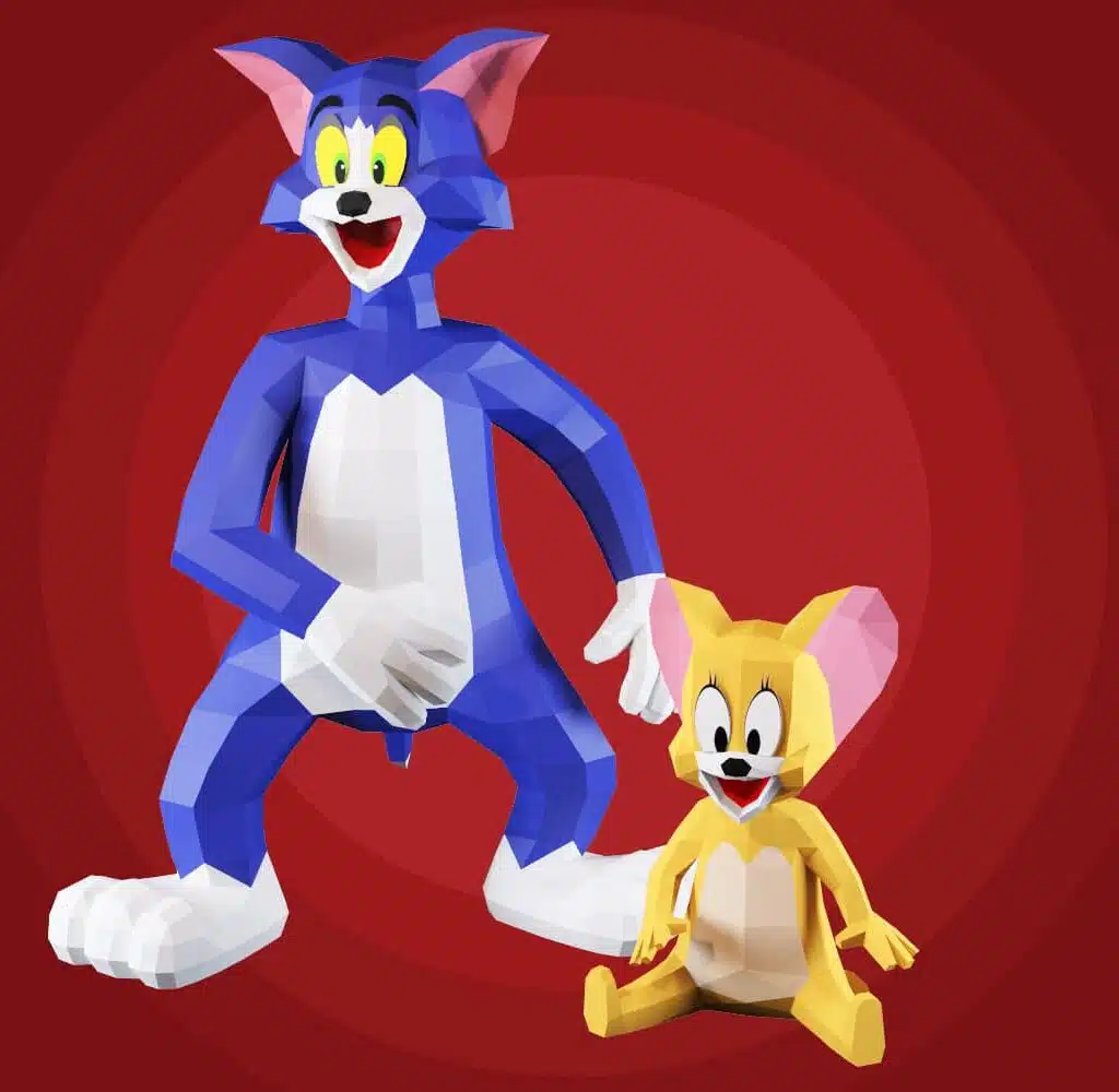 Papercraft de Tom e Jerry em origami 3D