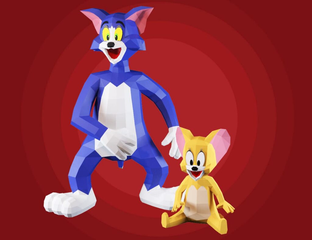 Papercraft di Tom e Jerry in origami 3D