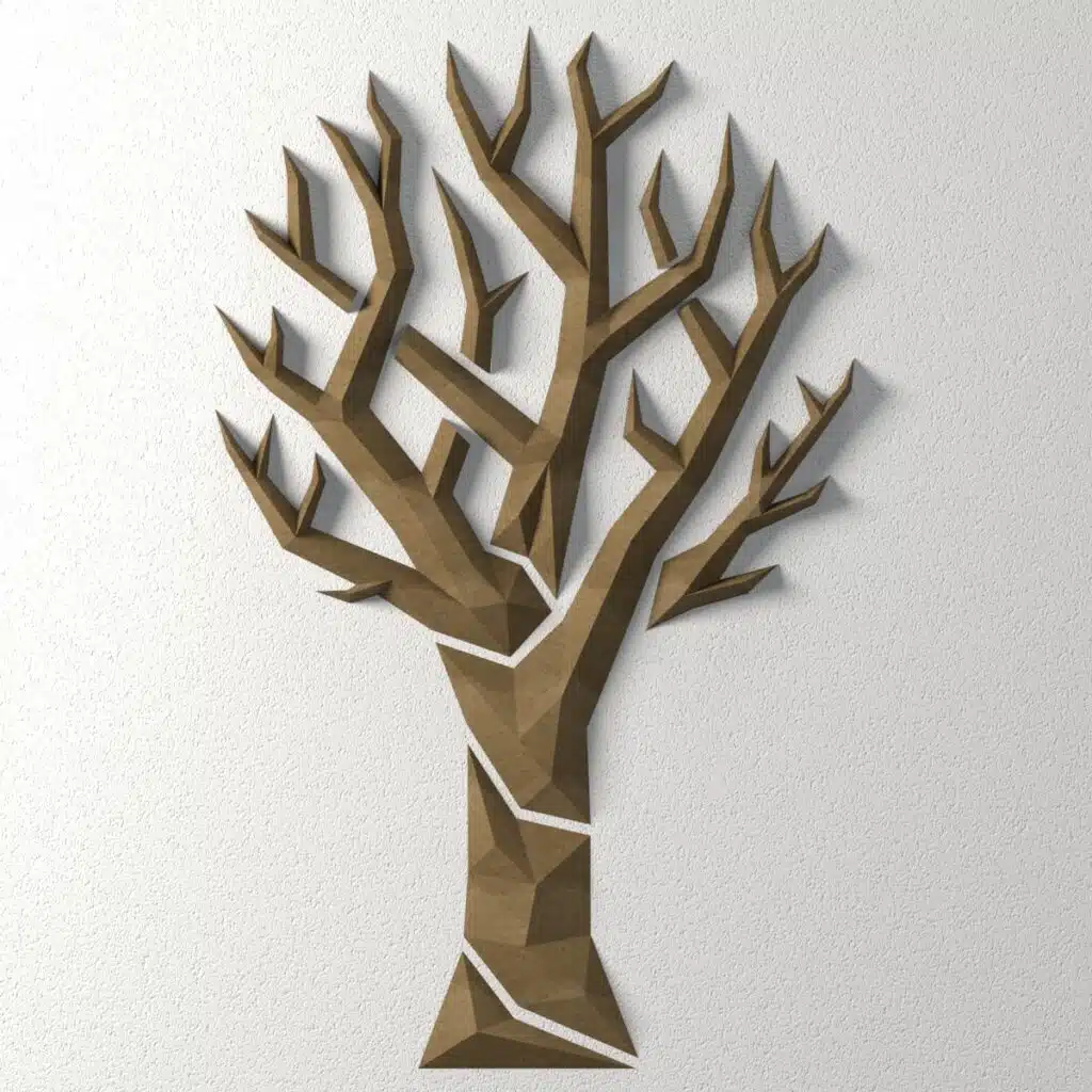 Papercraft de árbol mural simplista en origami 3D