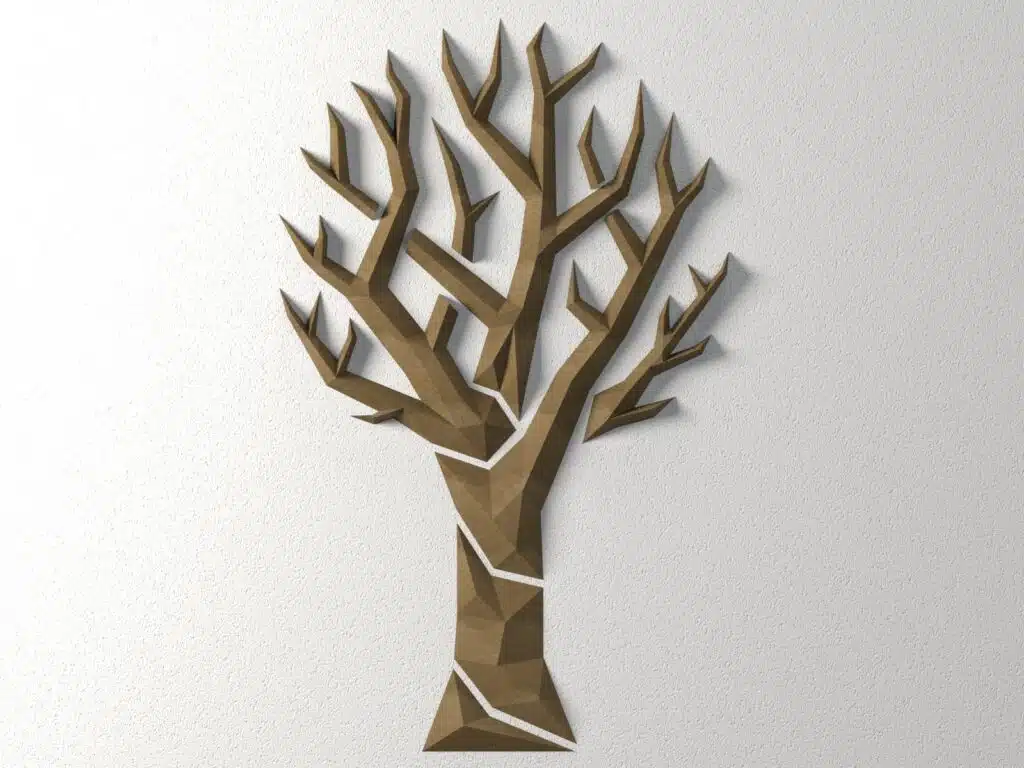 Papercraft di albero murale minimalista in origami 3D