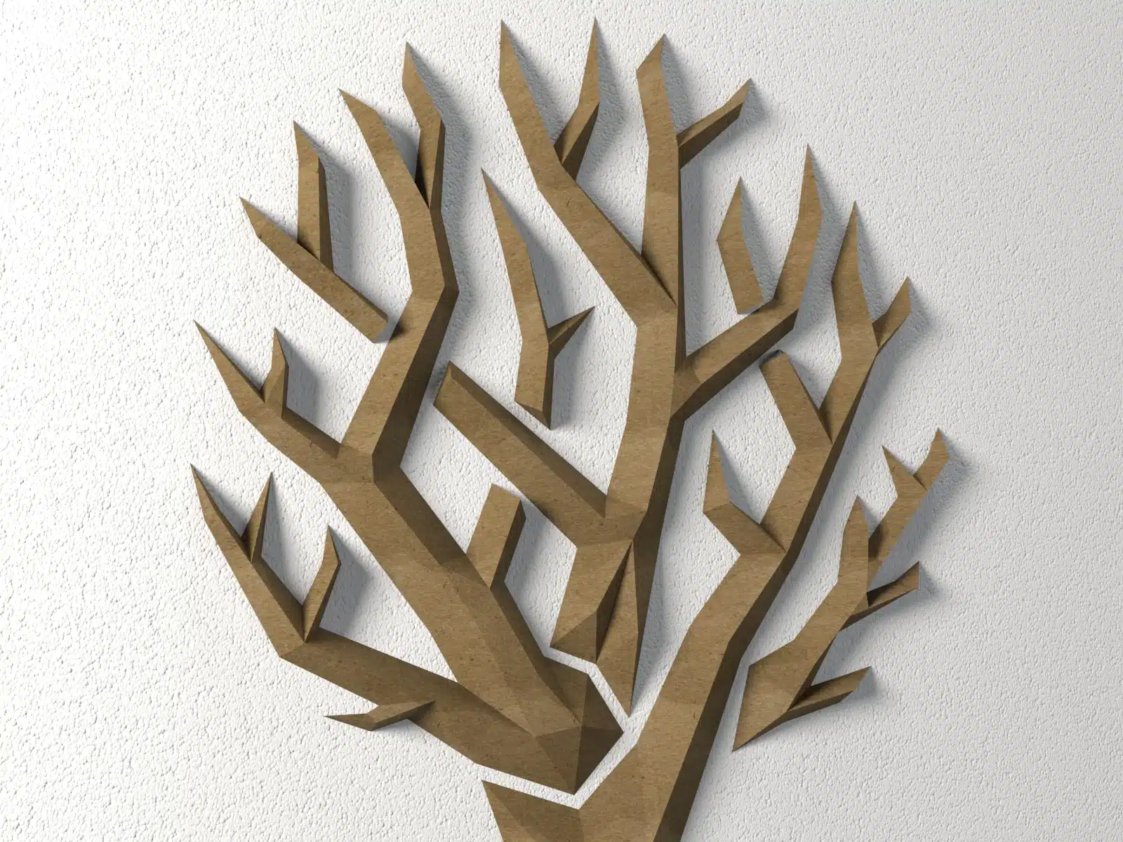 Minimalist 3D Origami Paper Tree Wall Art, papercraft 3D, back view