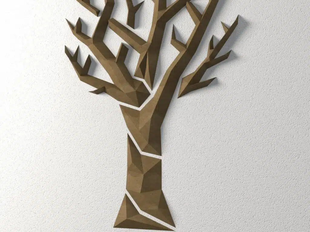 Minimalist 3D Origami Paper Tree Wall Art, papercraft 3D, 3D model