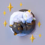Papercraft yin yang intertwined cats in origami