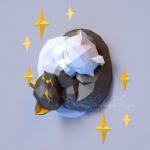 Papercraft yin yang intertwined cats in origami