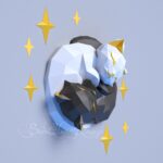 Papercraft yin yang intertwined cats in origami