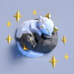 Papercraft yin yang intertwined cats in origami