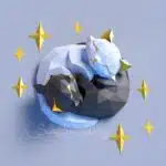 Papercraft chats entrelacés ying et yang en origami, vue 4