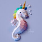Papercraft unicornio caballito de mar en origami