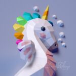 Papercraft unicornio caballito de mar en origami