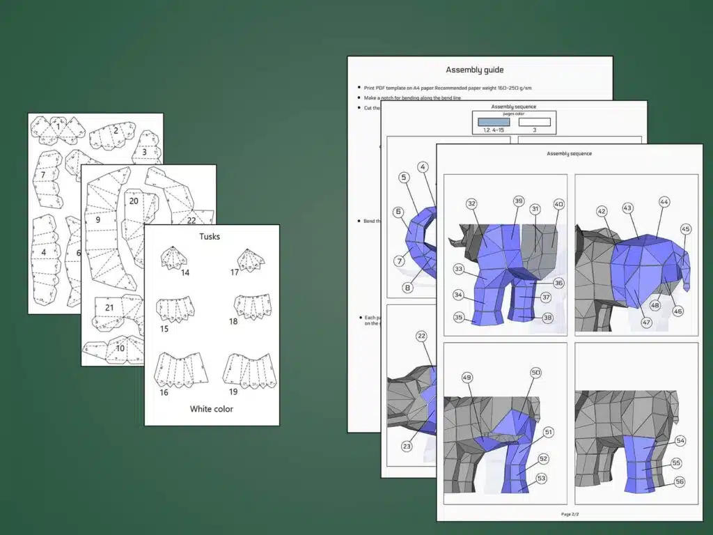 3D Origami Papercraft Trumpeting Elephant, 3D model