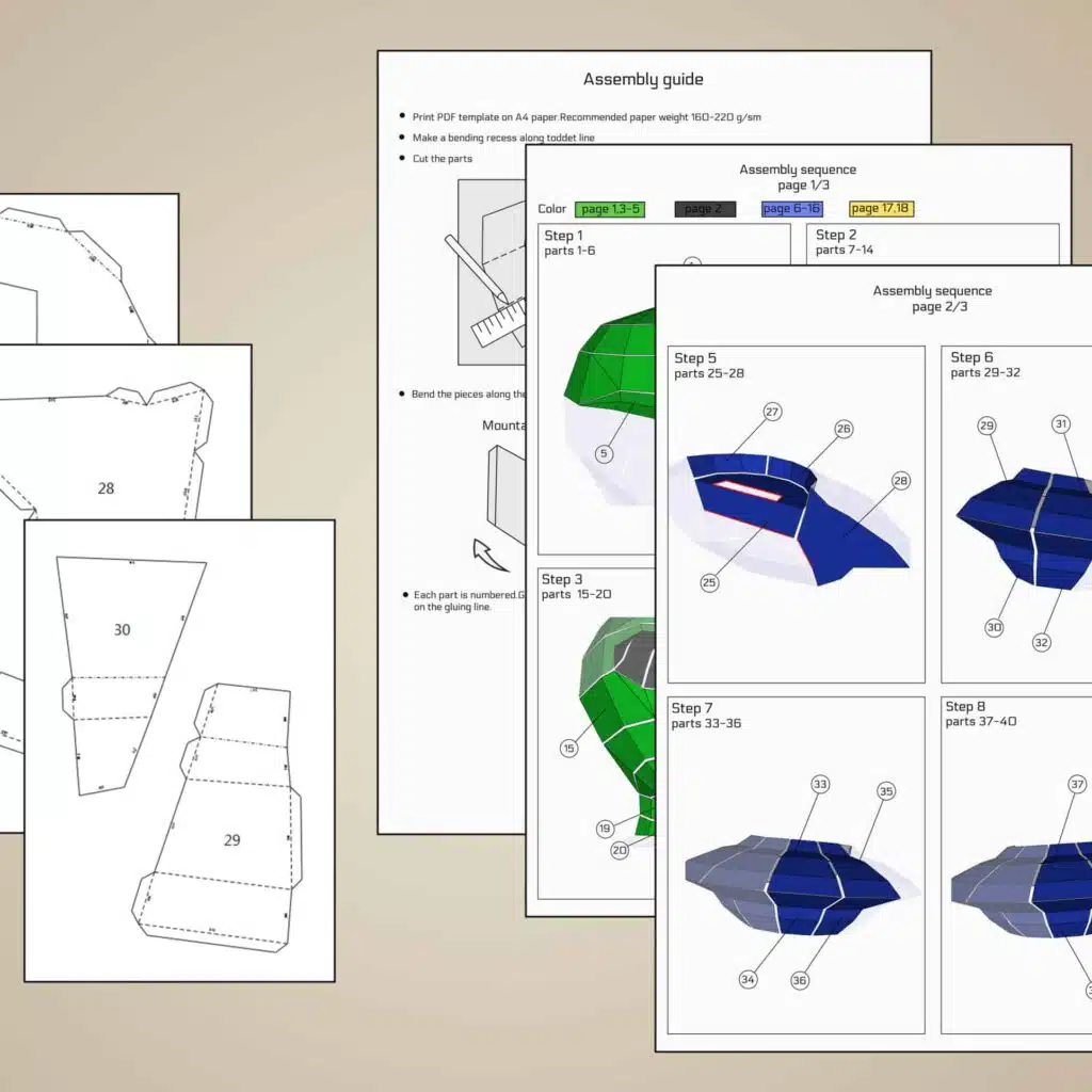 Papercraft alien and flying saucer in 3D origami