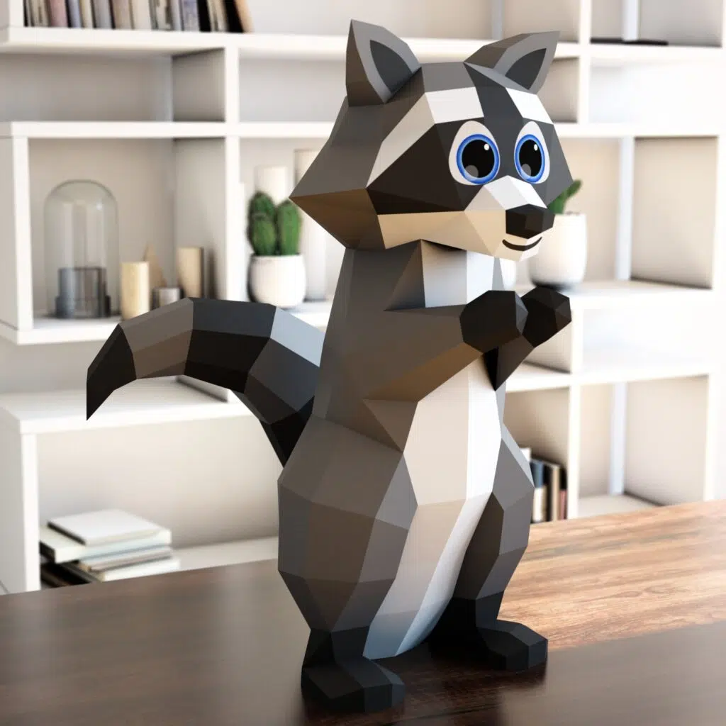 Niedliches Waschbär-Papercraft als Origami
