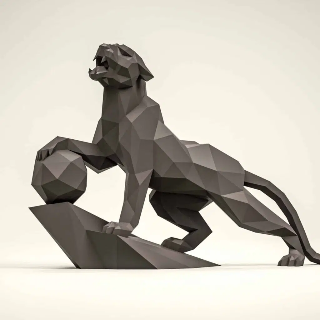 Papercraft Panther auf einer Klippe als 3D-Origami