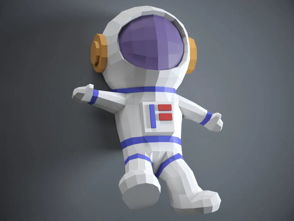 3D origami astronaut papercraft, view 2