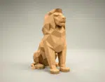 Papercraft leeuw zittend in 3D origami, 3D-model