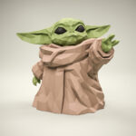 Papercraft of Baby Yoda in origami