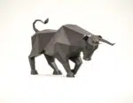 Stier die aanvalt in papercraft 3D, 3D-model
