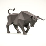 Papercraft de taureau qui charge en origami 3D