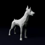 Papercraft of Doberman in 3D origami