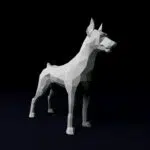 Papercraft van een gespierde Dobermann in 3D-origami, weergave 7