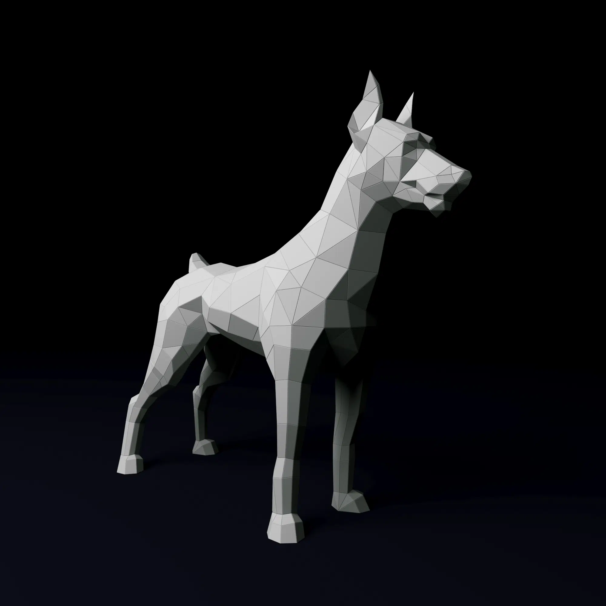 Papercraft van een gespierde Dobermann in 3D-origami, weergave 7