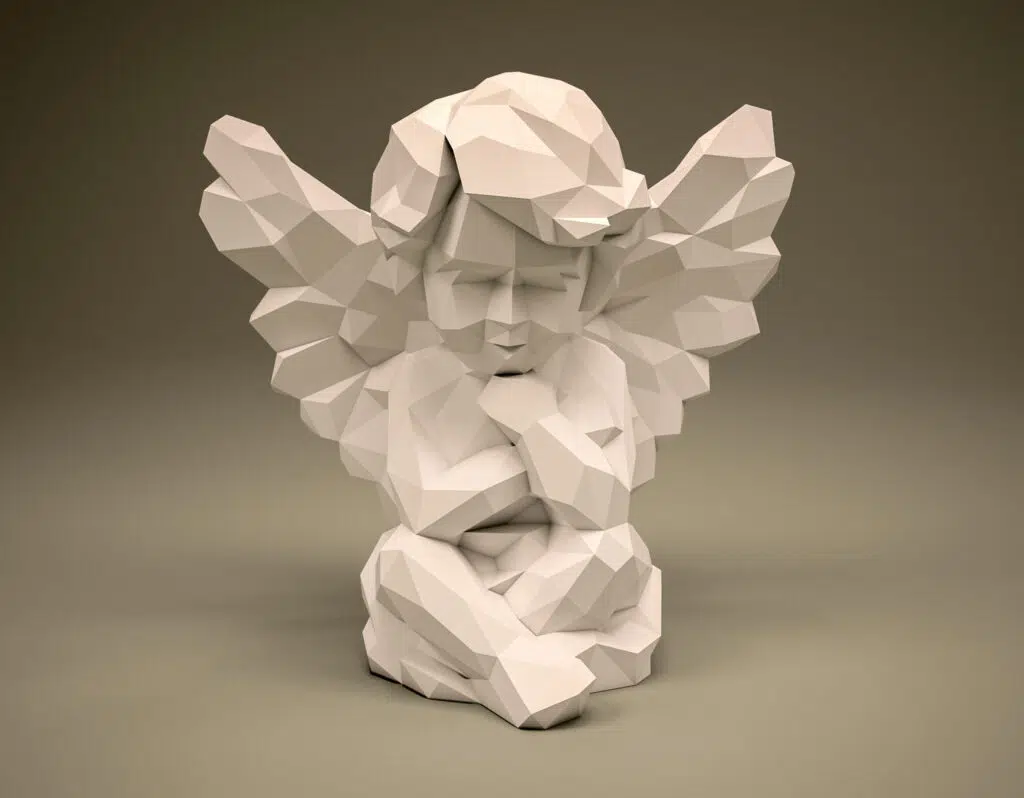 3D Origami Seated Angel Papercraft