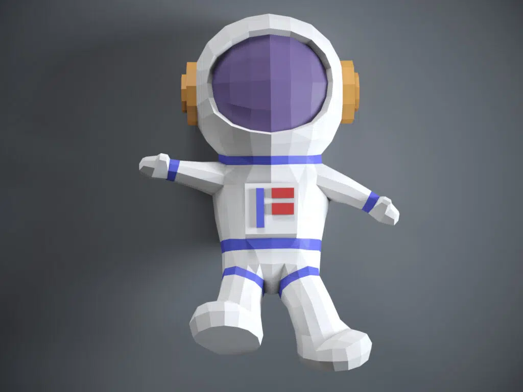 3D origami astronaut papercraft, detail